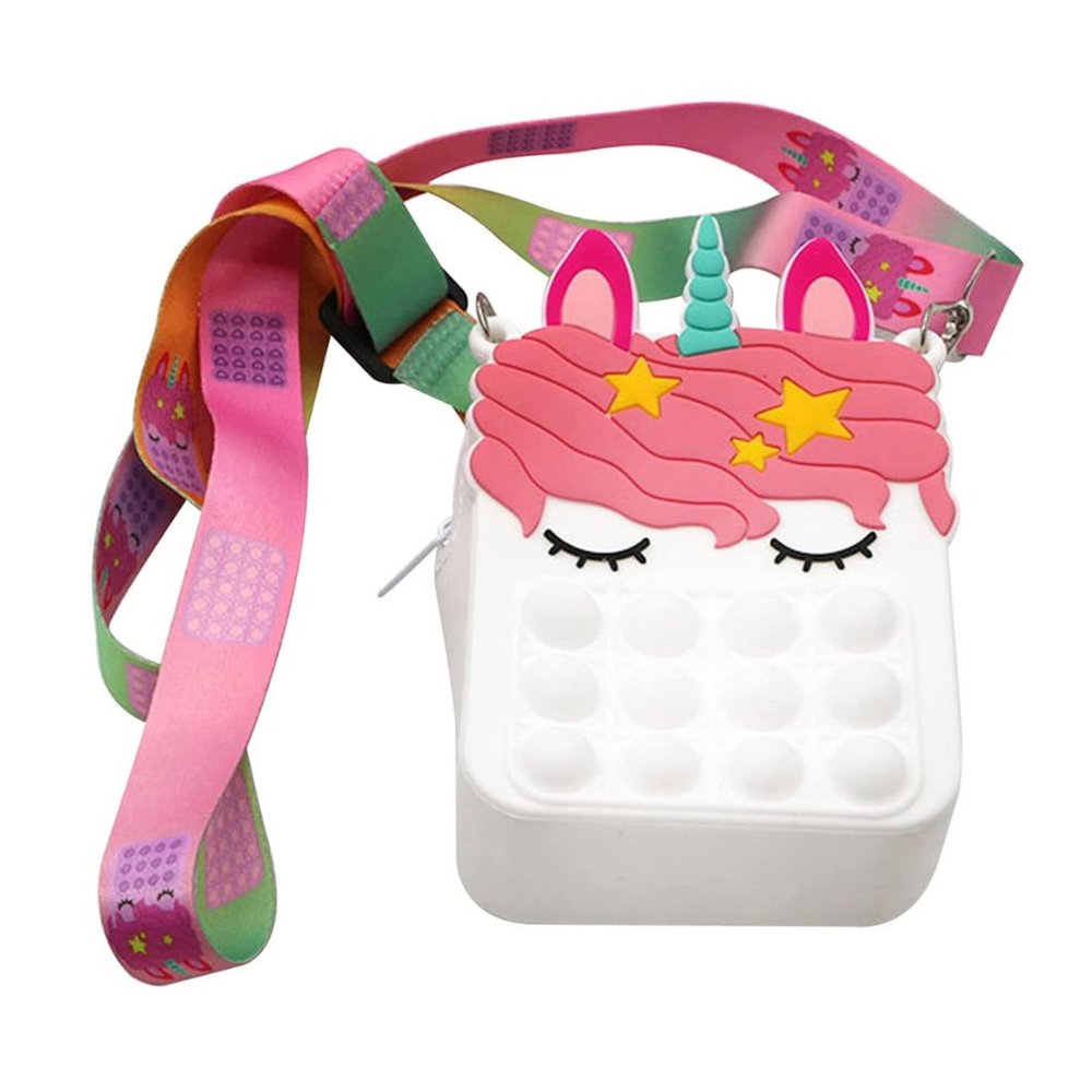 Kid's Pop-It Bubble Unicorn And Fruits Fidget Crossbody Handbag (White)